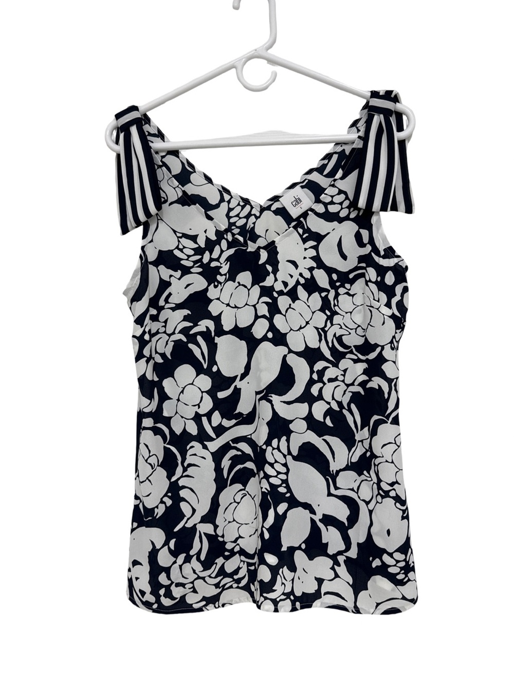 CAbi Navy and White Floral Tie-Shoulder Camisole Women’s Small
